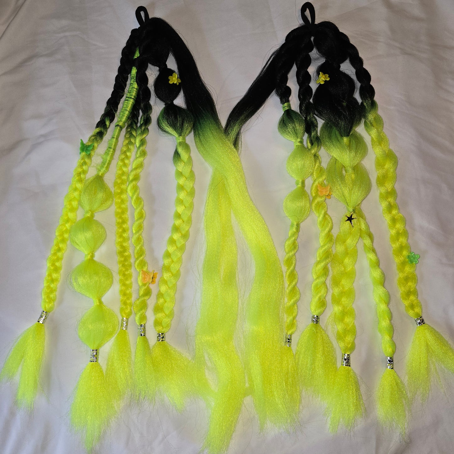 Black & Neon Green Ombre Deluxe Braids