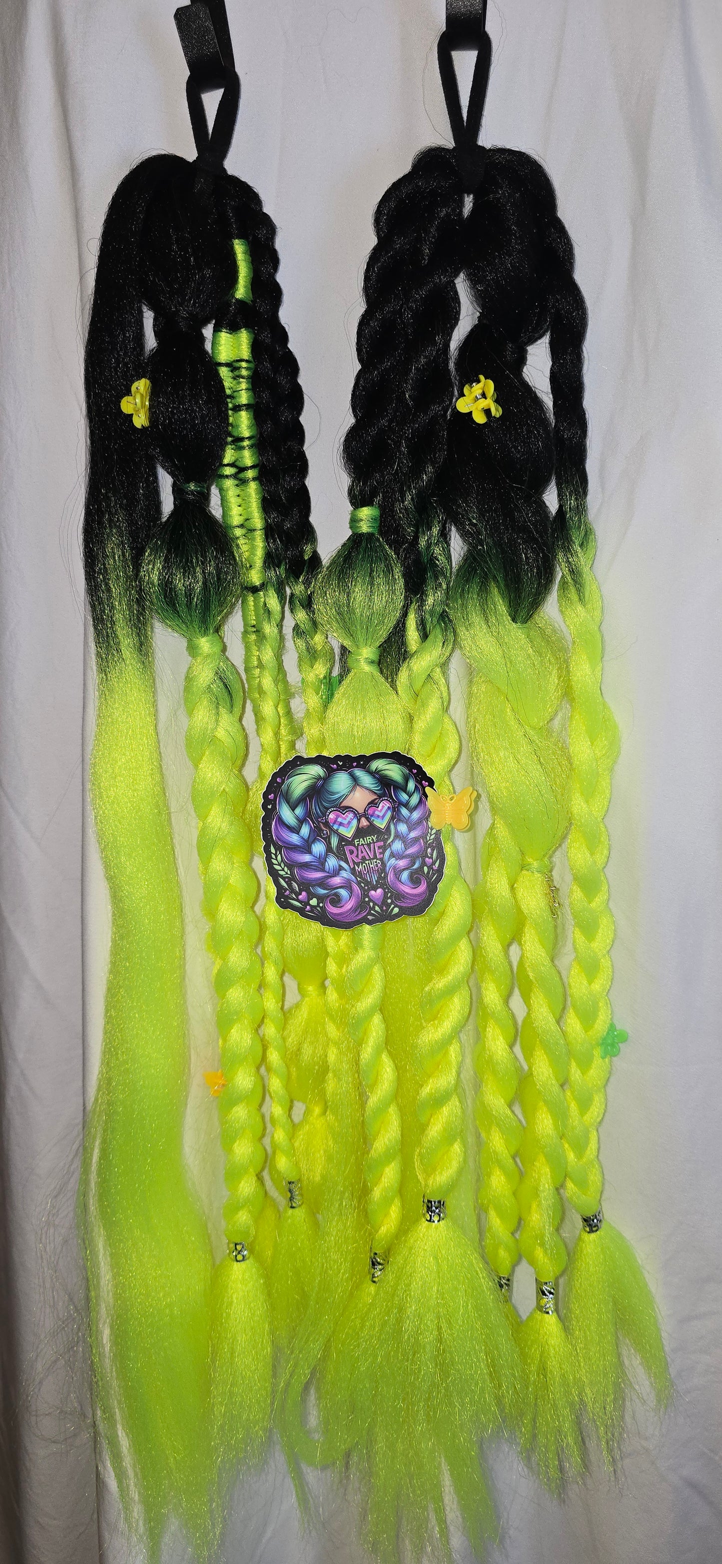 Black & Neon Green Ombre Deluxe Braids